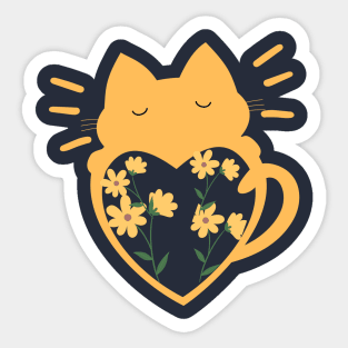 A cat with a heart and roses is a gift for cat lovers Sticker